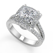 Gabriela Halo Pave Split Shank Princess Cut Engagement Ring - Nivetta